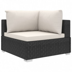 6-tlg. Garten-Lounge-Set Levent mit Auflagen Poly Rattan Schwarz