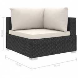 6-tlg. Garten-Lounge-Set Levent mit Auflagen Poly Rattan Schwarz