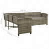 2-tlg. Garten-Lounge-Set mit Kissen Poly Rattan Grau