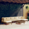 8-tlg. Garten-Lounge-Set mit Kissen Honigbraun Kiefernholz