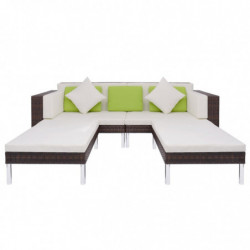 4-tlg. Garten-Lounge-Set Famosa mit Auflagen Poly Rattan Braun