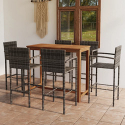 7-tlg. Gartenbar-Set Grau