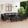 13-tlg. Garten-Lounge-Set Schwarz Massivholz Kiefer