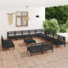 14-tlg. Garten-Lounge-Set Massivholz Kiefer Schwarz