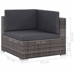 8-tlg. Garten-Lounge-Set Paulina mit Auflagen Poly Rattan Grau