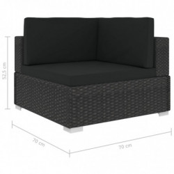 8-tlg. Garten-Lounge-Set Pauline mit Auflagen Poly Rattan Schwarz
