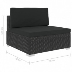8-tlg. Garten-Lounge-Set Pauline mit Auflagen Poly Rattan Schwarz