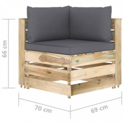 7-tlg. Garten-Lounge-Set mit Kissen Grün Imprägniertes Holz