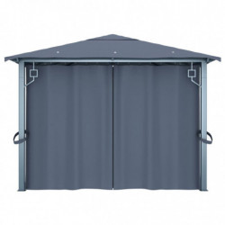 Pavillon mit Vorhängen 400×300 cm Anthrazit Aluminium