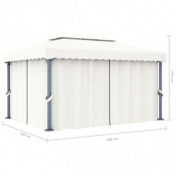 Pavillon mit Vorhang 4x3 m Cremeweiß Aluminium