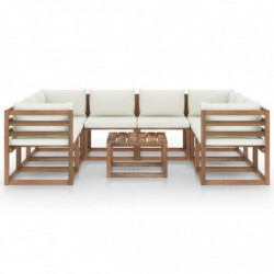 9-tlg. Garten-Lounge-Set mit Creme Kissen