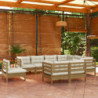 9-tlg. Garten-Lounge-Set mit Kissen Honigbraun Kiefernholz