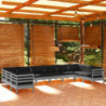 10-tlg. Garten-Lounge-Set mit Kissen Grau Kiefernholz