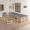 9-tlg. Garten-Lounge-Set mit Kissen Kiefer Massivholz