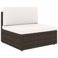 8-tlg. Garten-Lounge-Set mit Kissen Braun Poly Rattan