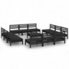 13-tlg. Garten-Lounge-Set Schwarz Massivholz Kiefer