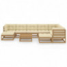 10-tlg. Garten-Lounge-Set Kissen Honigbraun Kiefer Massivholz