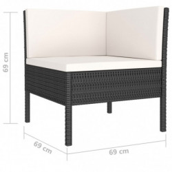 10-tlg. Garten-Lounge-Set Ada mit Auflagen Poly Rattan Schwarz