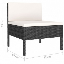 10-tlg. Garten-Lounge-Set Ada mit Auflagen Poly Rattan Schwarz