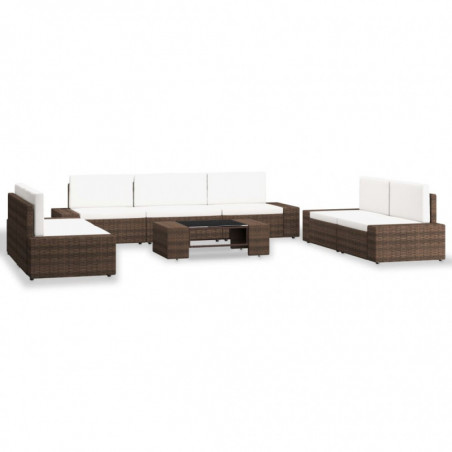 8-tlg. Garten-Lounge-Set Poly Rattan Braun