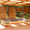 10-tlg. Garten-Lounge-Set mit Grauen Kissen Kiefernholz