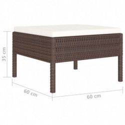 10-tlg. Garten-Lounge-Set Aika mit Auflagen Poly Rattan Braun