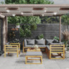 8-tlg. Garten-Lounge-Set mit Auflagen Massivholz Akazie