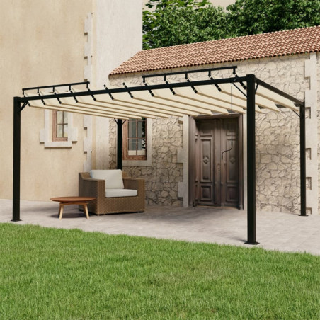 Pavillon Waldemar mit Lamellendach 3x4 m Creme Stoff und