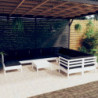 11-tlg. Garten-Lounge-Set mit Kissen Weiß Kiefernholz