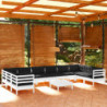 11-tlg. Garten-Lounge-Set mit Kissen Weiß Kiefernholz