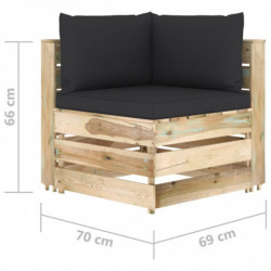 7-tlg. Garten-Lounge-Set mit Kissen Grün Imprägniertes Holz