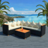 4-tlg. Garten-Lounge-Set Felina mit Auflagen Poly Rattan Schwarz