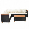 4-tlg. Garten-Lounge-Set Felina mit Auflagen Poly Rattan Schwarz