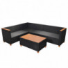 4-tlg. Garten-Lounge-Set Felina mit Auflagen Poly Rattan Schwarz