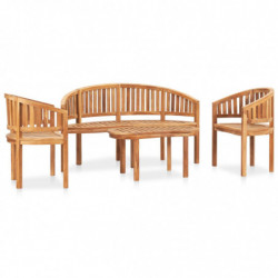 4-tlg. Garten-Lounge-Set Massivholz Teak