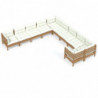 10-tlg. Garten-Lounge-Set mit Kissen Honigbraun Kiefernholz