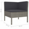 10-tlg. Garten-Lounge-Set Adriana mit Auflagen Poly Rattan Grau