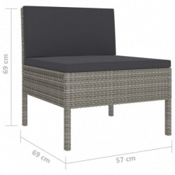 10-tlg. Garten-Lounge-Set Adriana mit Auflagen Poly Rattan Grau