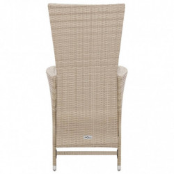 7-tlg. Garten-Essgruppe mit Auflagen Poly Rattan Beige