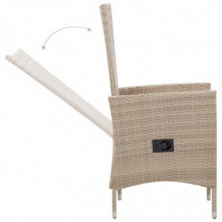 7-tlg. Garten-Essgruppe mit Auflagen Poly Rattan Beige