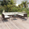 11-tlg. Garten-Lounge-Set mit Auflagen Poly Rattan Braun