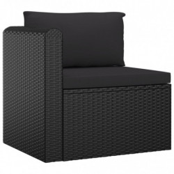 7-tlg. Garten-Lounge-Set Nela mit Auflagen Poly Rattan Schwarz