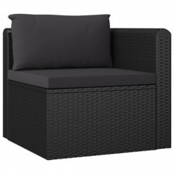 7-tlg. Garten-Lounge-Set Nela mit Auflagen Poly Rattan Schwarz