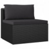 7-tlg. Garten-Lounge-Set Nela mit Auflagen Poly Rattan Schwarz