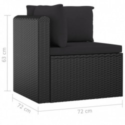 7-tlg. Garten-Lounge-Set Nela mit Auflagen Poly Rattan Schwarz