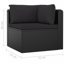 7-tlg. Garten-Lounge-Set Nela mit Auflagen Poly Rattan Schwarz