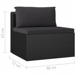 7-tlg. Garten-Lounge-Set Nela mit Auflagen Poly Rattan Schwarz