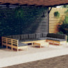 11-tlg. Garten-Lounge-Set mit Grauen Kissen Kiefer Massivholz