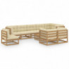 10-tlg. Garten-Lounge-Set mit Kissen Kiefer Massivholz