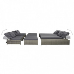 5-tlg. Garten-Lounge-Set Heidje mit Auflagen Poly Rattan Grau